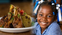 Starfysh Benefit Dinner: Stories of Hope from La Gonave, Haiti, with Dr. Dan Irvine. Wednesday, November 4, 6:00 PM. New venue: Watermark Country Club, Grand Rapids. Free to attend, dinner included, authentic Haitian dinner catered by Chez Olga. Please RSVP by October 21. Photo: a smiling schoolgirl in a blue gingham uniform, one of the real children from a school on the island of La Gonave.